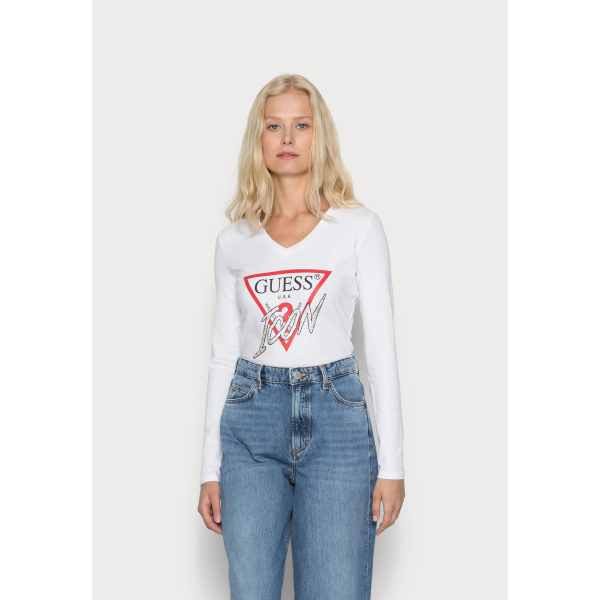 Guess ICON - Bluză cu mânecă lungă - pure white