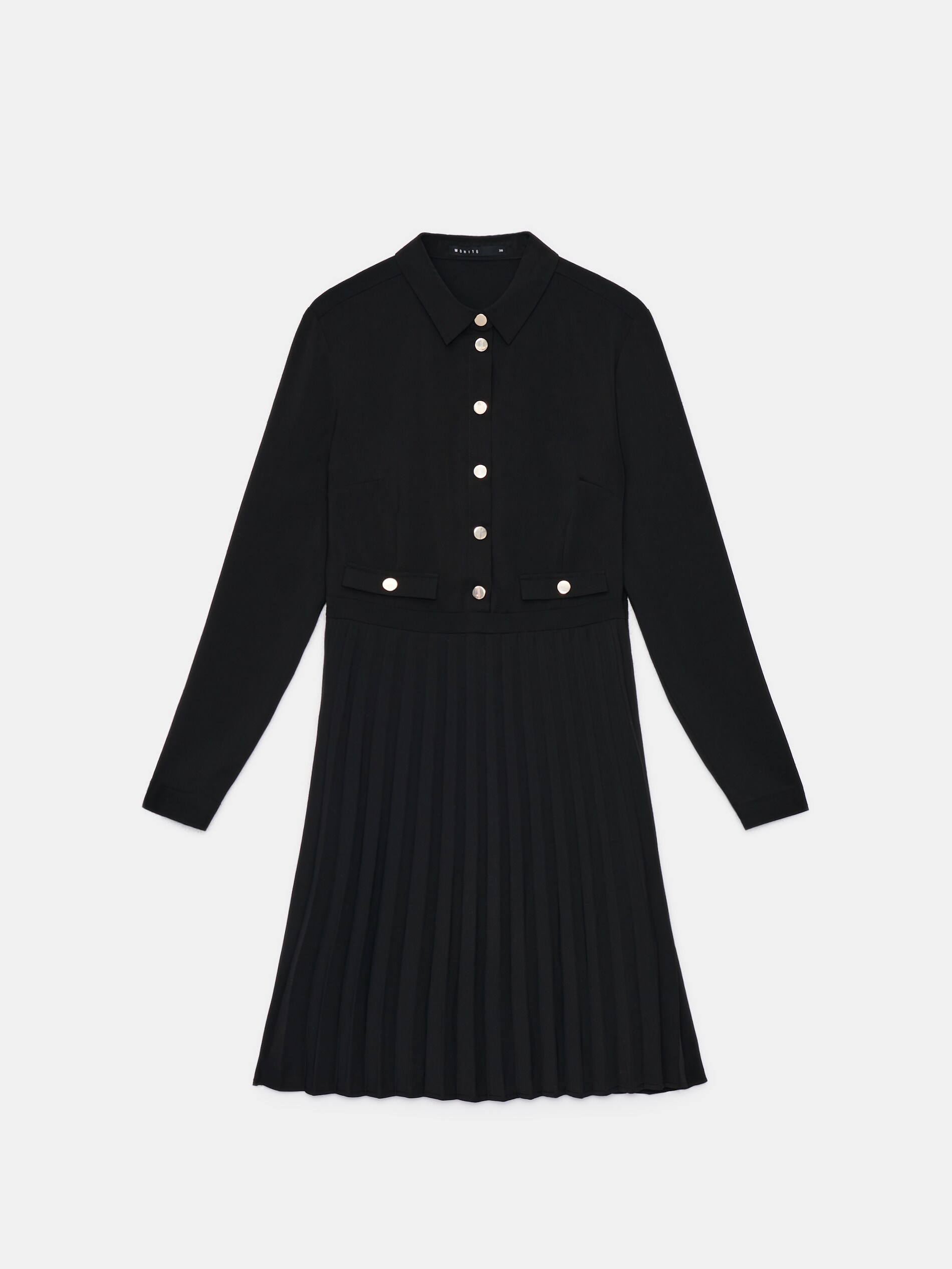 Rochie cămașă mini neagră Mohito cu fustă plisată – detalii