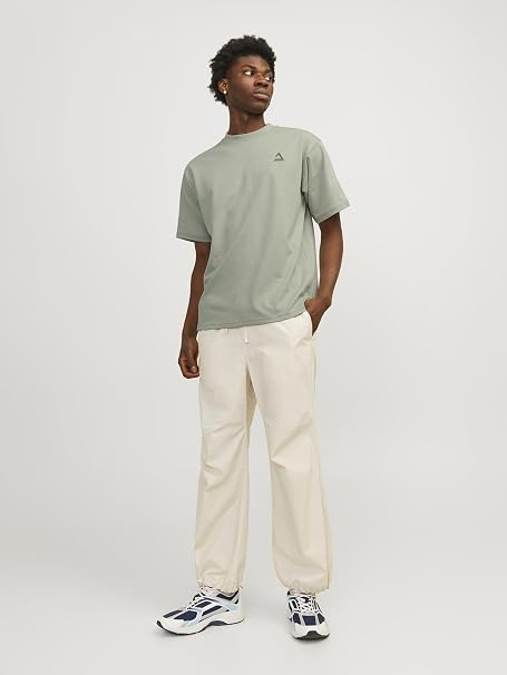Tricou cu imprimeu pe spate bărbați Jack & Jones JCOTRIANGLE, verde salvie - imagine 3