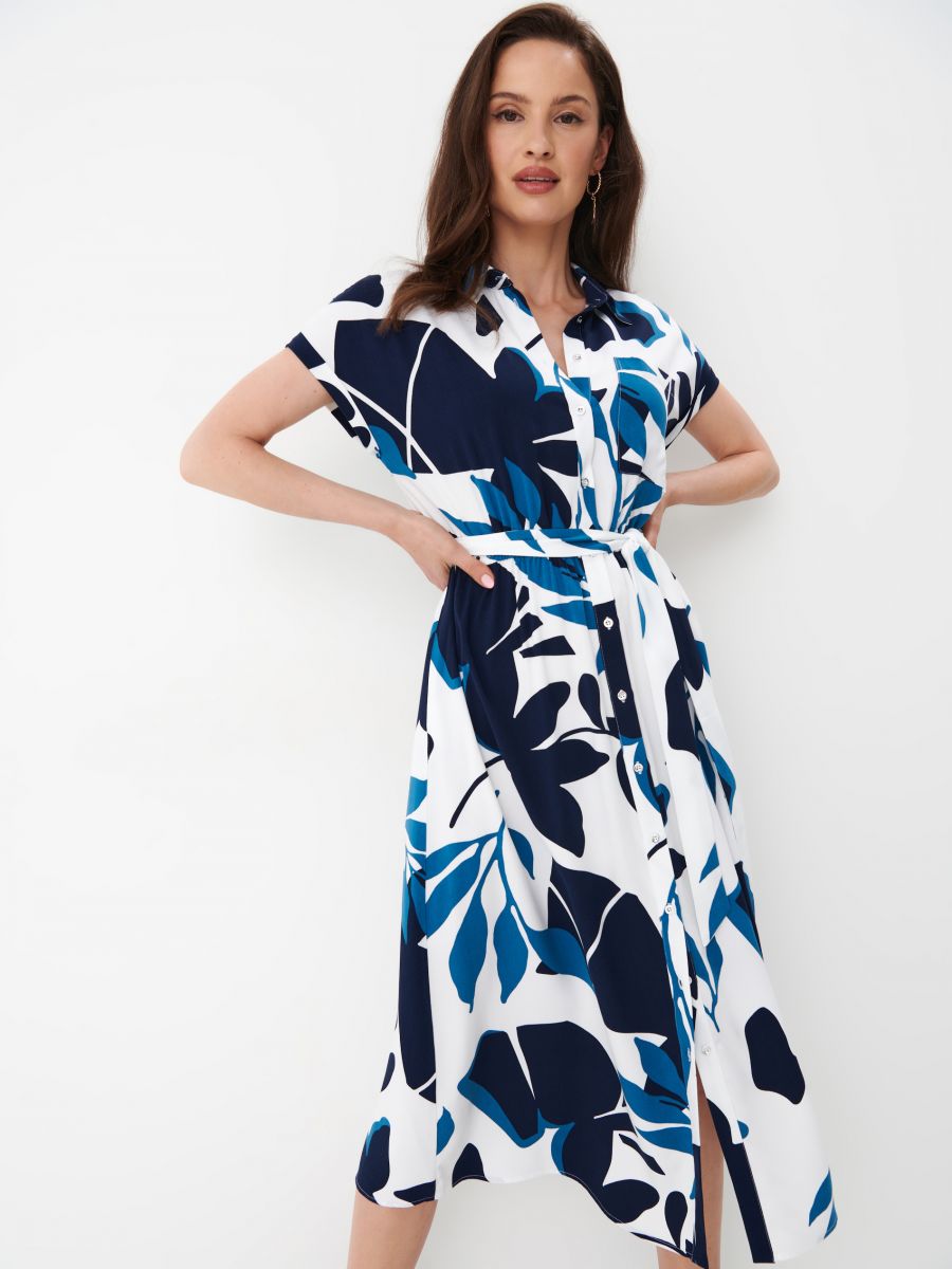 Rochie cămașă midi albă Mohito – detalii croială