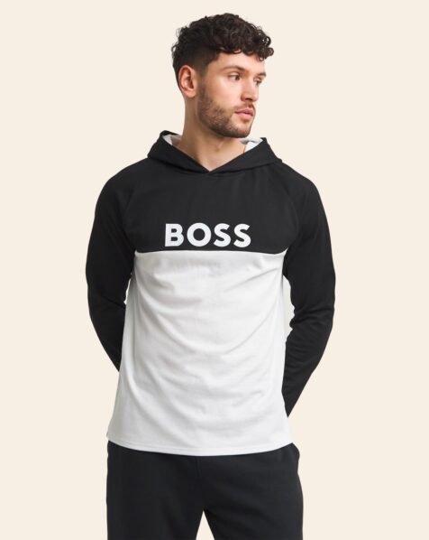 Hanorac negru-alb cu glugă bărbați Hugo Boss