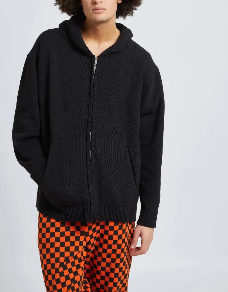 Cardigan negru 8 BY YOOX cu buzunare în față, croială lejeră