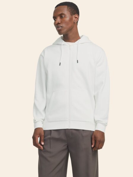 Hanorac cu fermoar bărbați Jack & Jones JJEBRADLEY, alb