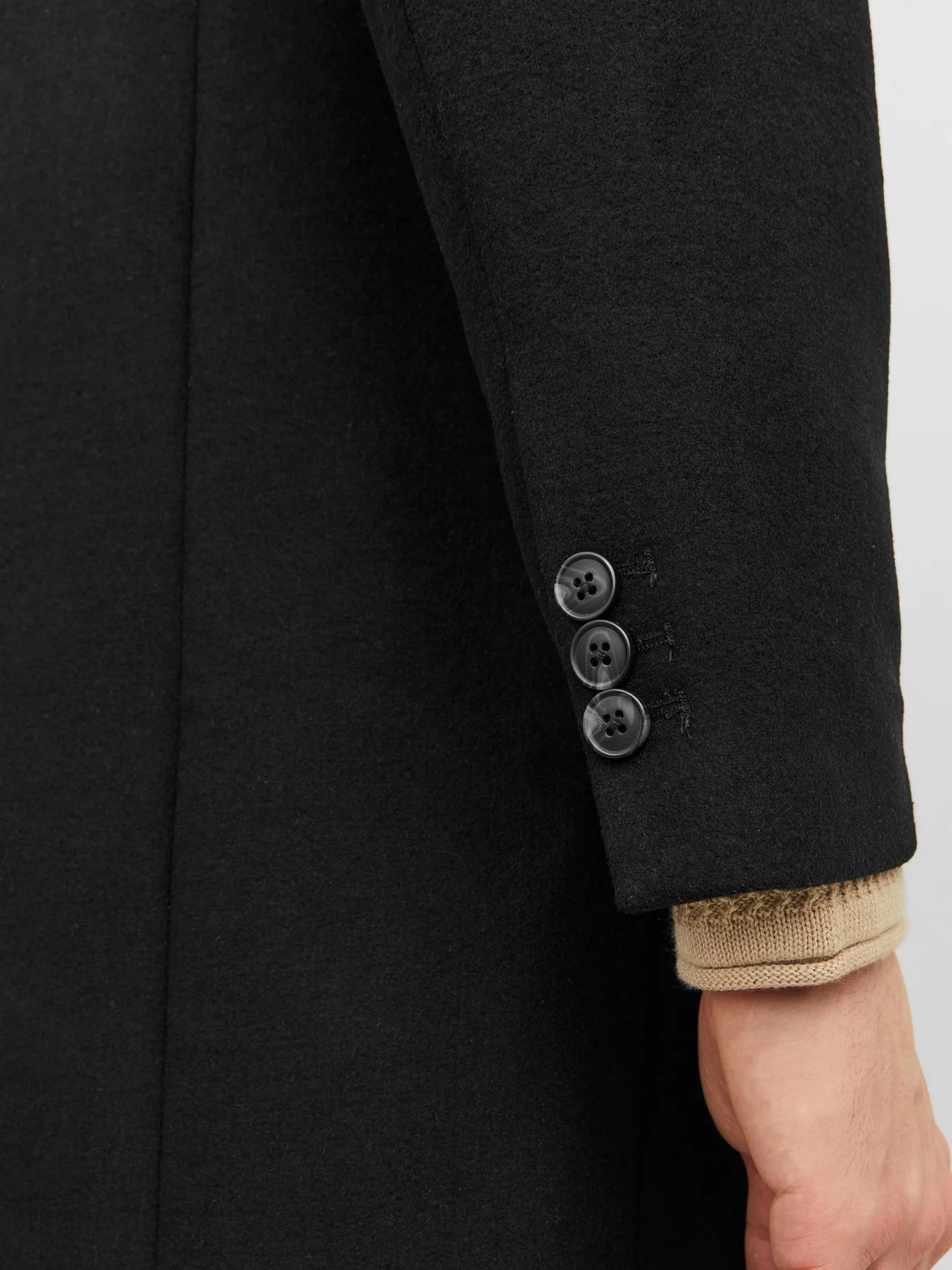 Palton negru Jack & Jones bărbați, croială regular fit
