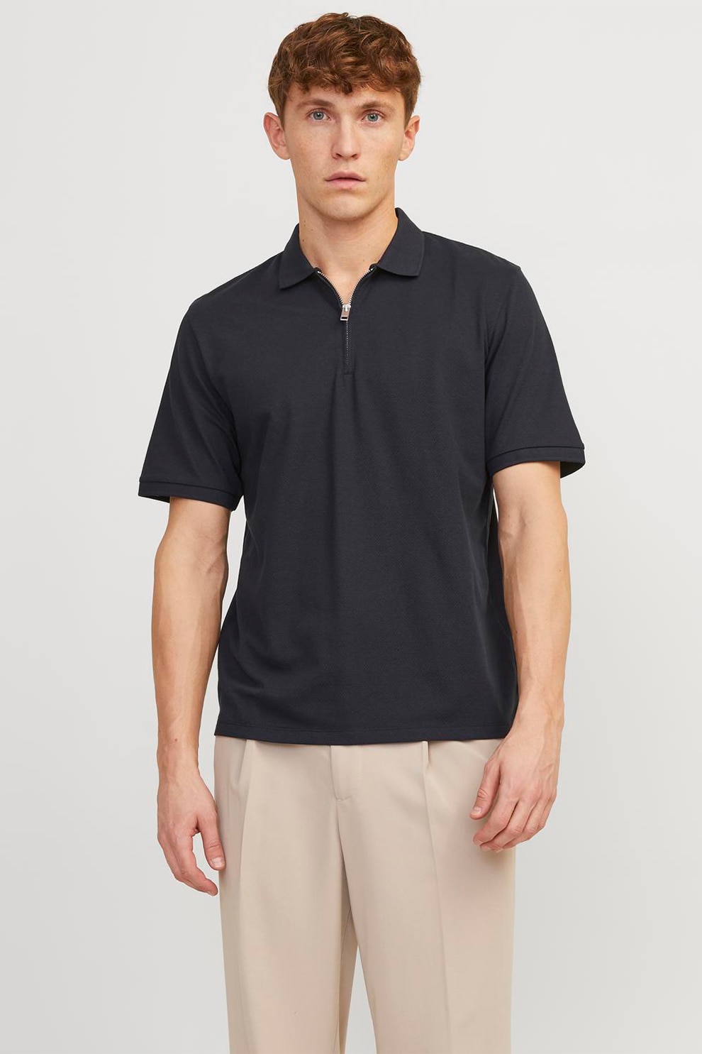 Tricou polo bleumarin cu fermoar bărbați Jack & Jones JJEMAC - imagine 5