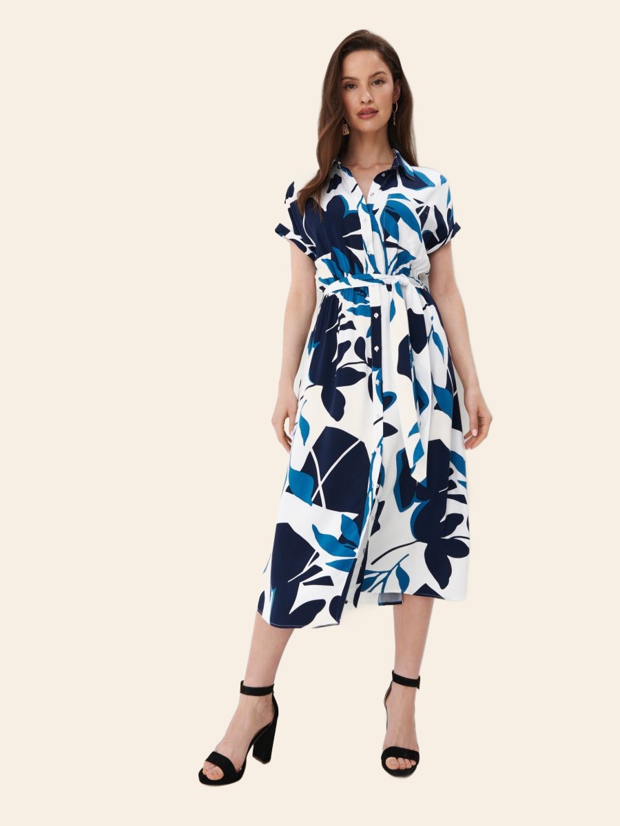 Rochie cămașă midi albă Mohito