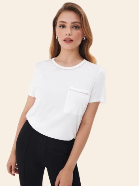 Tricou alb cu elemente strălucitoare Mohito